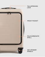 Front Pocket Hard Shell Carry-On Suitcase - 20 - Tan