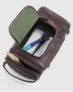 Nappa Leather Toiletry Bag - Dark Brown