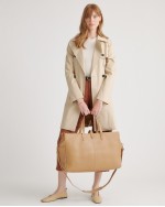 Italian Leather Triple Compartment Weekender - Golden Tan