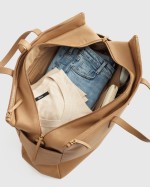 Italian Leather Triple Compartment Weekender - Golden Tan