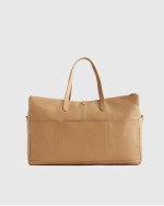 Italian Leather Triple Compartment Weekender - Golden Tan