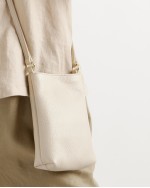 Italian Pebbled Leather Phone Crossbody - Stone