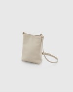 Italian Pebbled Leather Phone Crossbody - Stone