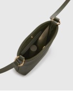 Italian Pebbled Leather Phone Crossbody - Olive