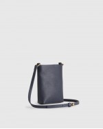 Italian Pebbled Leather Phone Crossbody - Navy