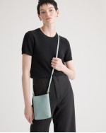 Italian Pebbled Leather Phone Crossbody - Dusk Blue