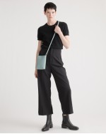 Italian Pebbled Leather Phone Crossbody - Dusk Blue