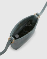 Italian Pebbled Leather Phone Crossbody - Dusk Blue