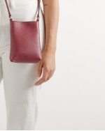 Italian Pebbled Leather Phone Crossbody - Burgundy