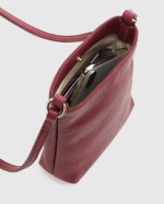 Italian Pebbled Leather Phone Crossbody - Burgundy