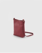 Italian Pebbled Leather Phone Crossbody - Burgundy