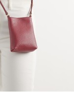 Italian Pebbled Leather Phone Crossbody - Burgundy