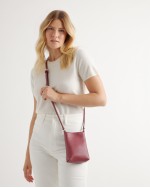 Italian Pebbled Leather Phone Crossbody - Burgundy