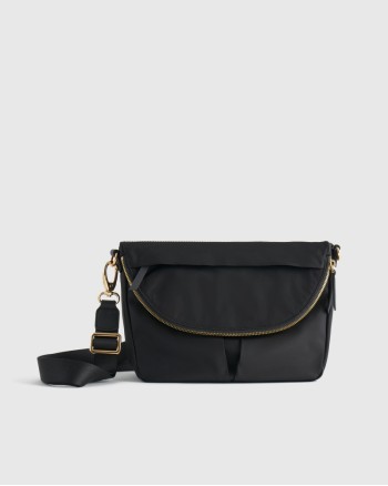 Revive Nylon Foldover Crossbody - Black