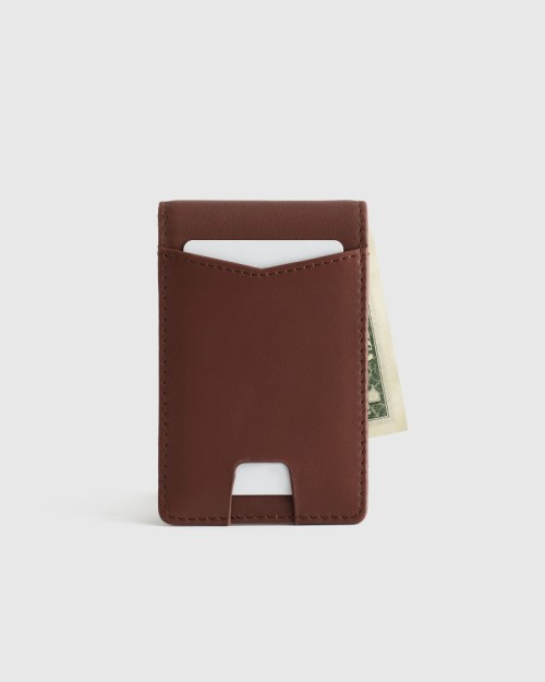 Italian Leather Money-Clip Wallet - Chocolate Brown