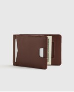 Italian Leather Money-Clip Wallet - Chocolate Brown