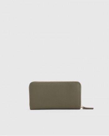 Italian Pebbled Leather Continental Wallet - Olive