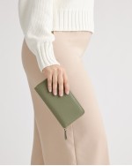 Italian Pebbled Leather Continental Wallet - Olive