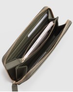 Italian Pebbled Leather Continental Wallet - Olive