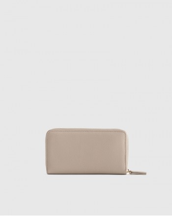 Italian Pebbled Leather Continental Wallet - Taupe