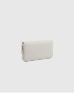 Italian Pebbled Leather Continental Wallet - Stone