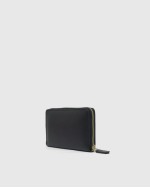 Italian Pebbled Leather Continental Wallet - Black