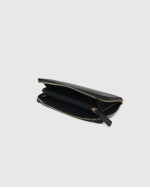 Italian Pebbled Leather Continental Wallet - Black