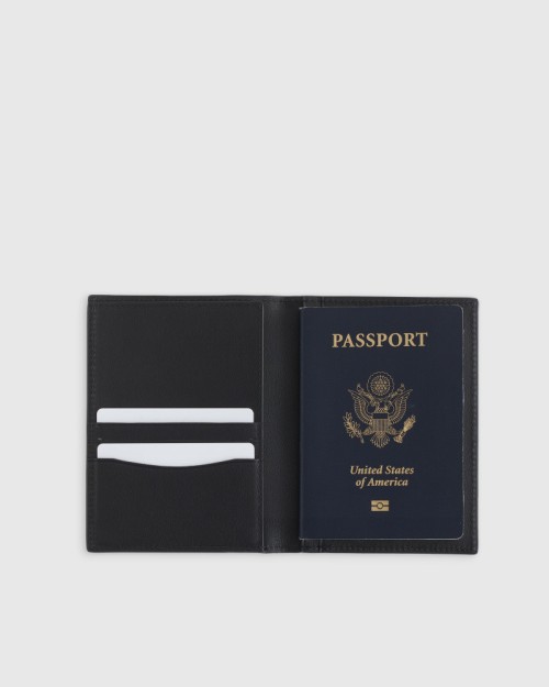 Nappa Leather RFID Blocking Passport Holder - Black